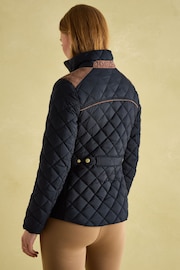 Joules Braemar Luxe Navy Showerproof Diamond Quilted Coat - Image 4 of 10