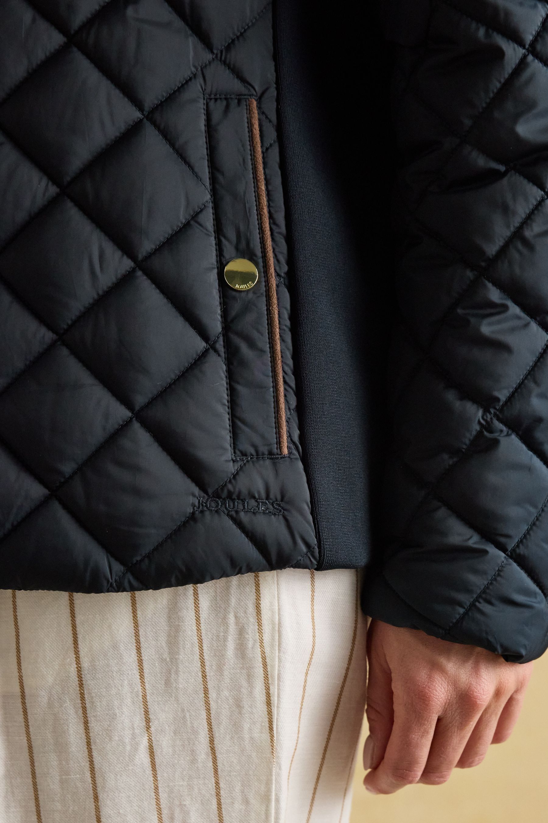 Buy Joules Braemar Luxe Navy Showerproof Diamond Quilted Coat from Next USA
