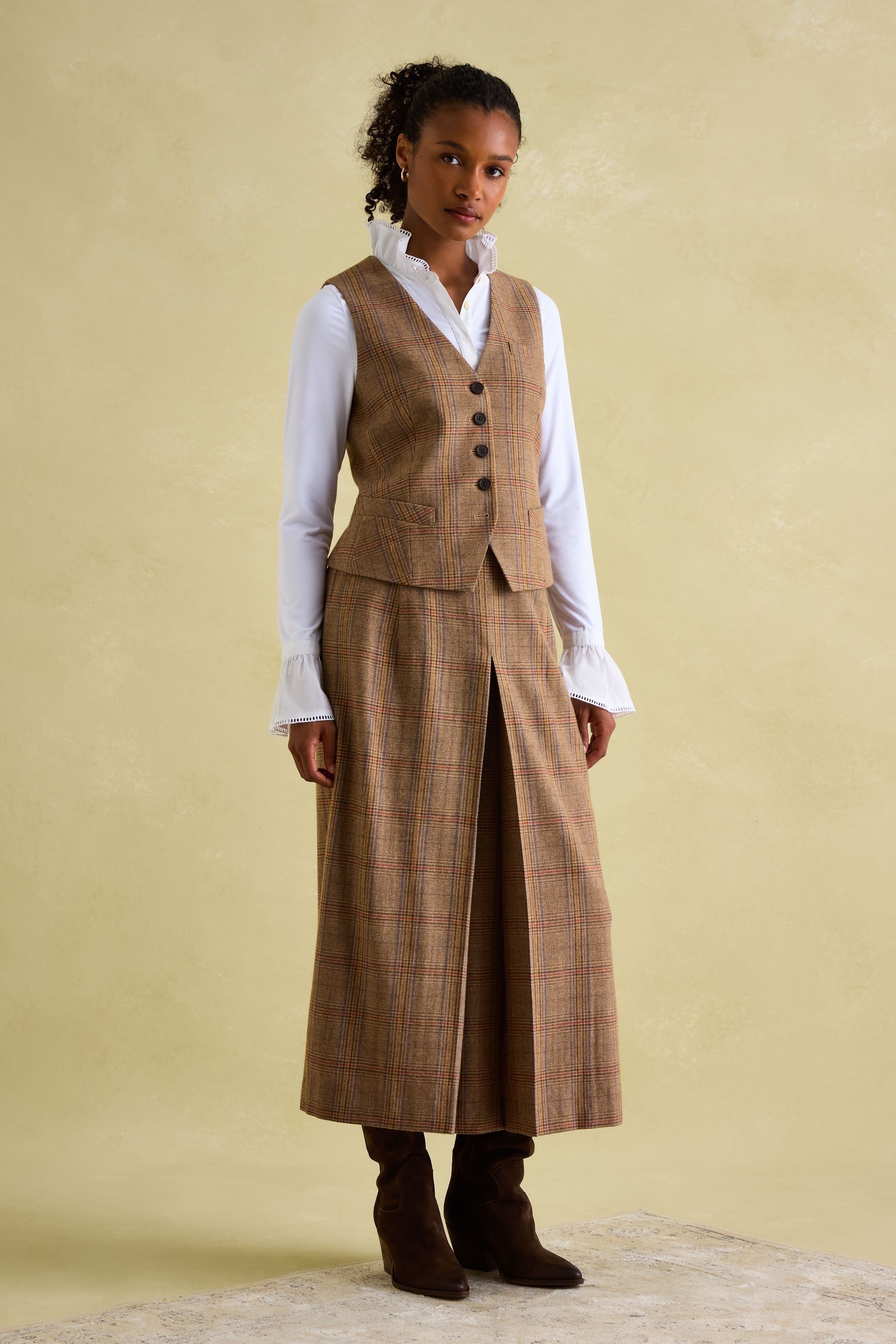 Joules Penrose Check Tweed Waistcoat