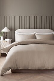 Mink Brown Cloud Natural Collection Luxe 300 Thread Count 100% Cotton Sateen Satin Stitch Duvet Cover And Pillowcase Set - Image 2 of 4