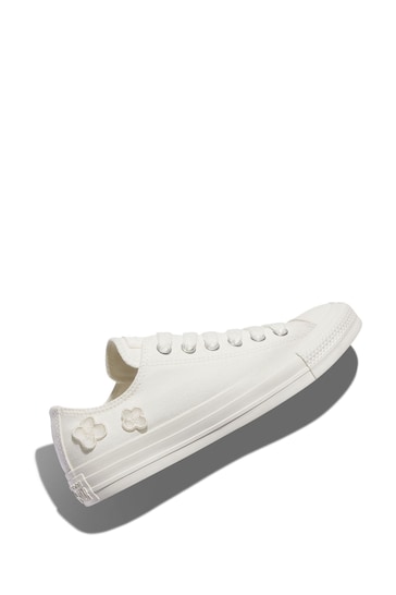 Converse White Floral Detail Chuck Ox Trainers