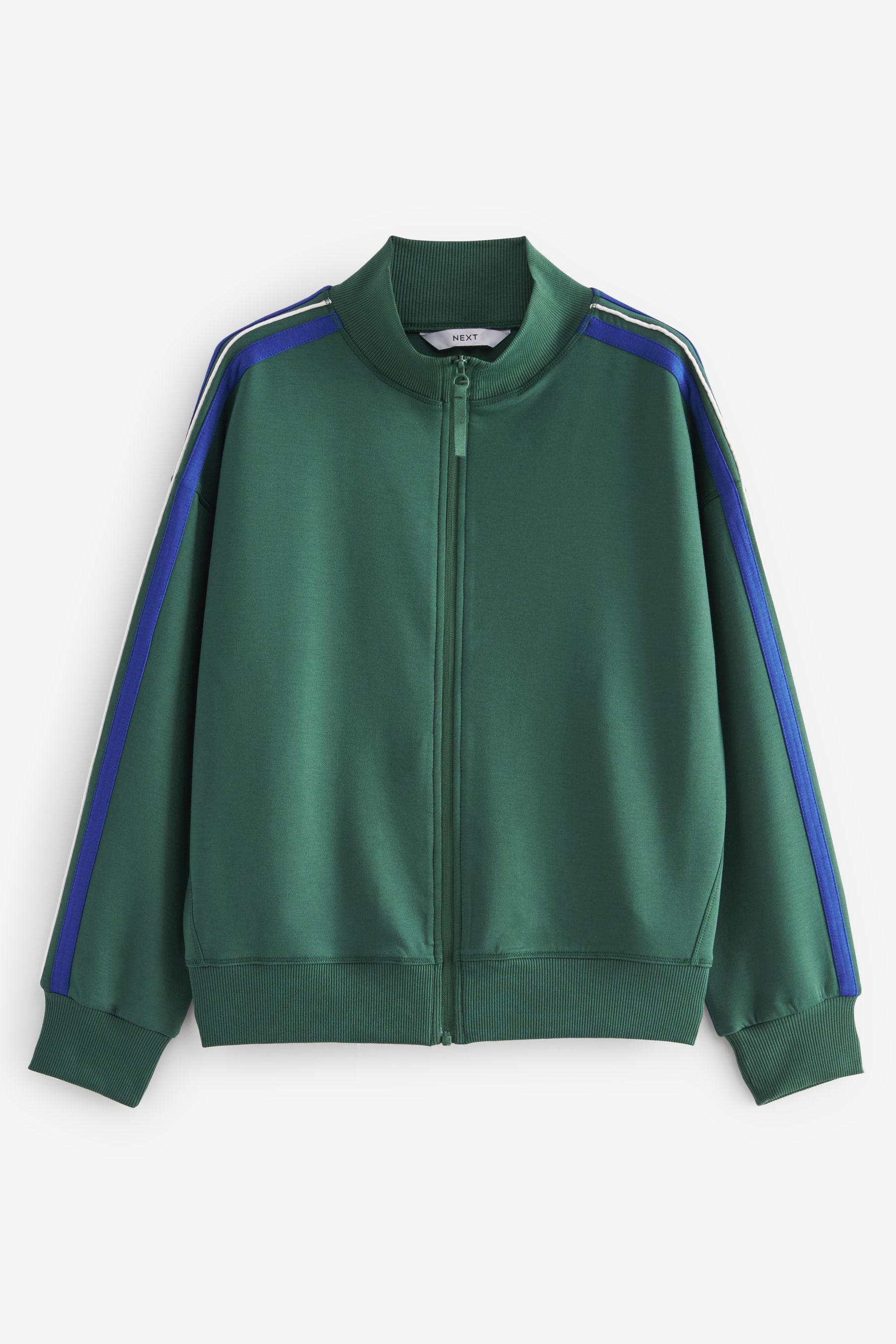 Buy Forest Green Slinky Side Stripe Zip Up High Funnel Neck Tracksuit Jacket from Next Belgium