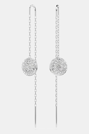 Swarovski Silver Tone Crystal Drop Earrings