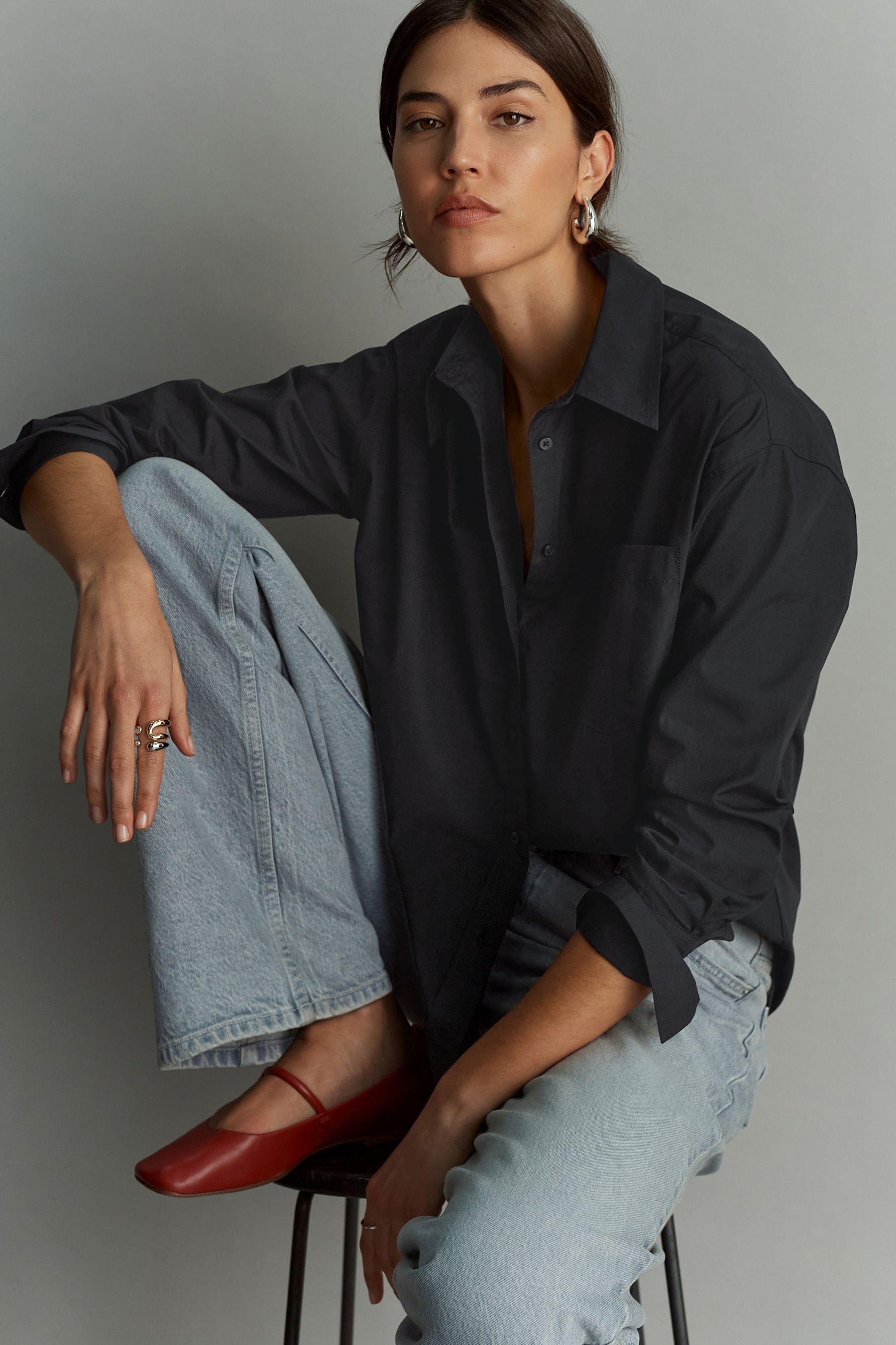 Oversized black shirt clearance
