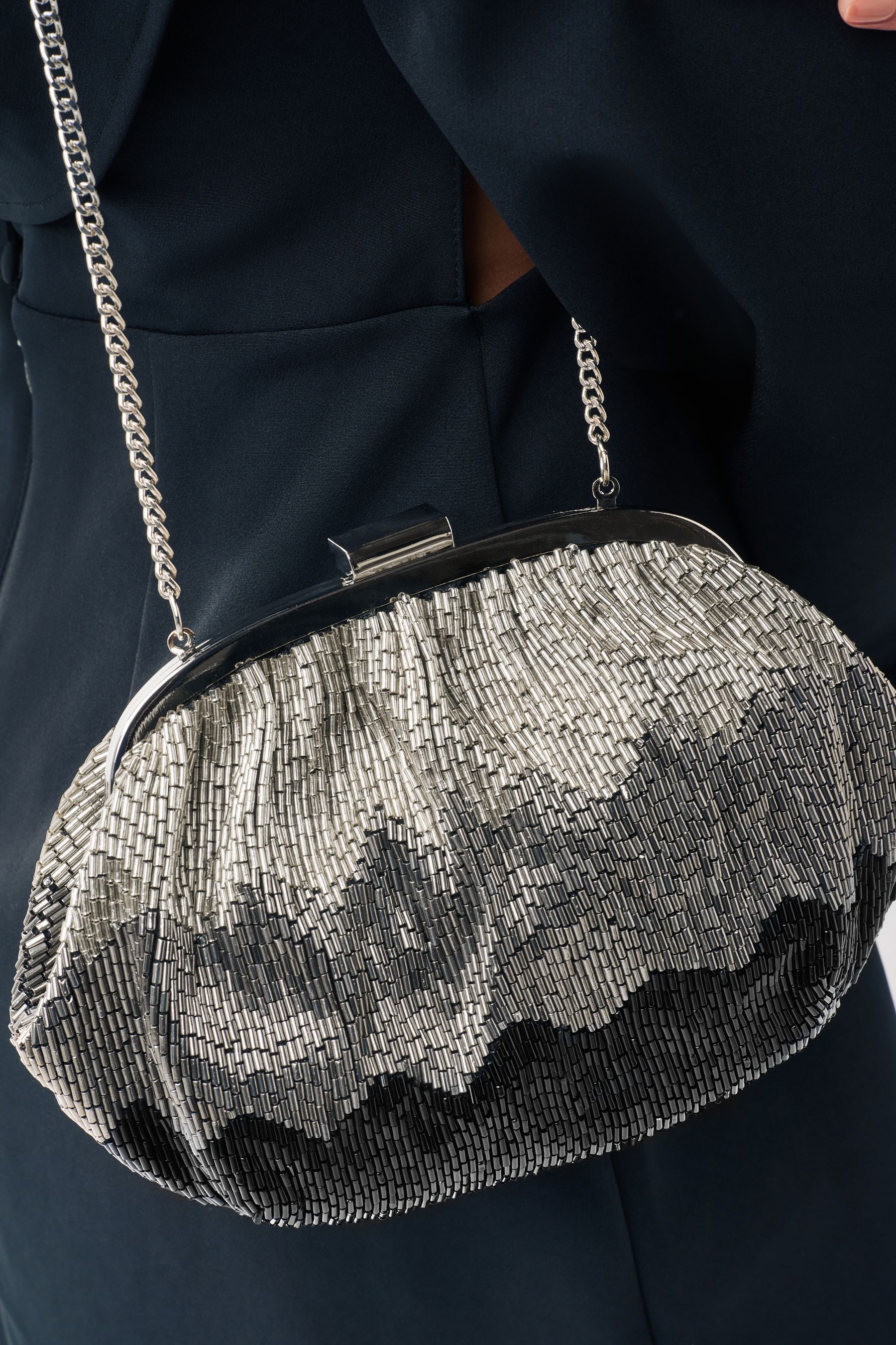 Buy Silver Beaded Occasion Clutch Bag from Next Austria