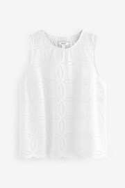 White Sleeveless Broderie Top - Image 6 of 7