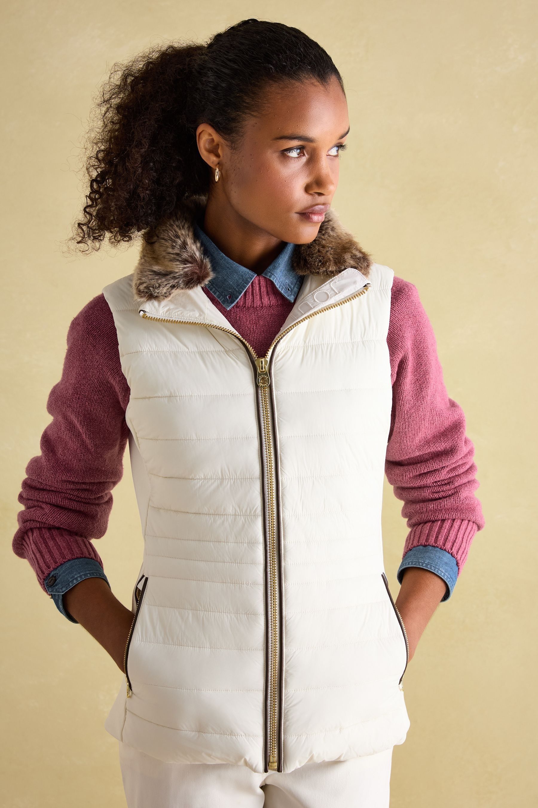 Joules fur hooded gilet outlet