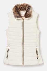 Joules Beckley White Padded Showerproof Gilet With Detachable Faux Fur Collar - Image 7 of 7