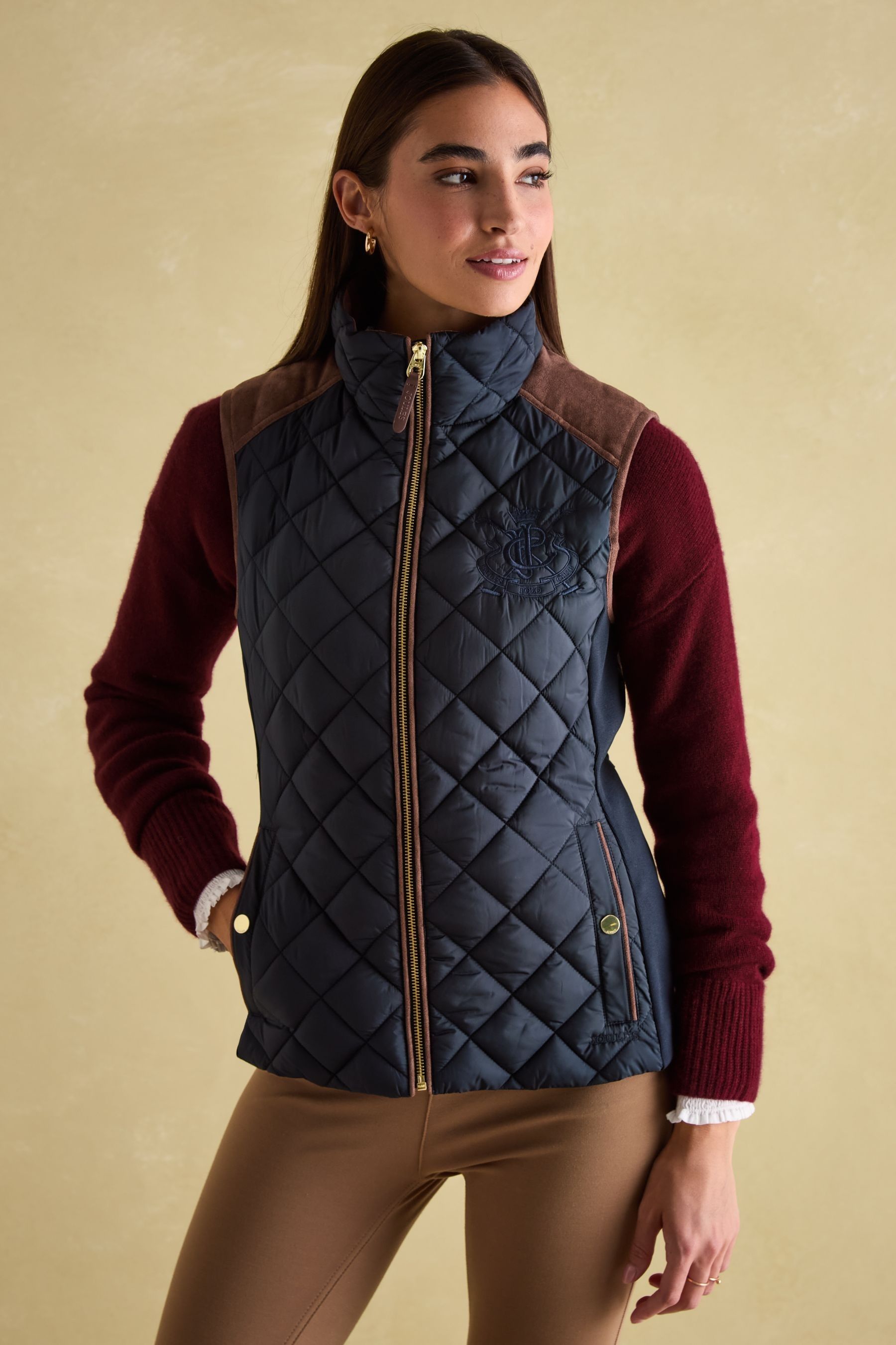 Joules Braemar Luxe Navy Showerproof Diamond Quilted Gilet