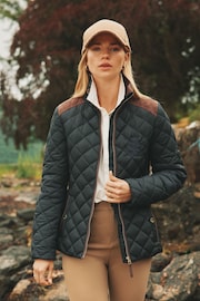 Joules Braemar Luxe Navy Showerproof Diamond Quilted Gilet - Image 1 of 2