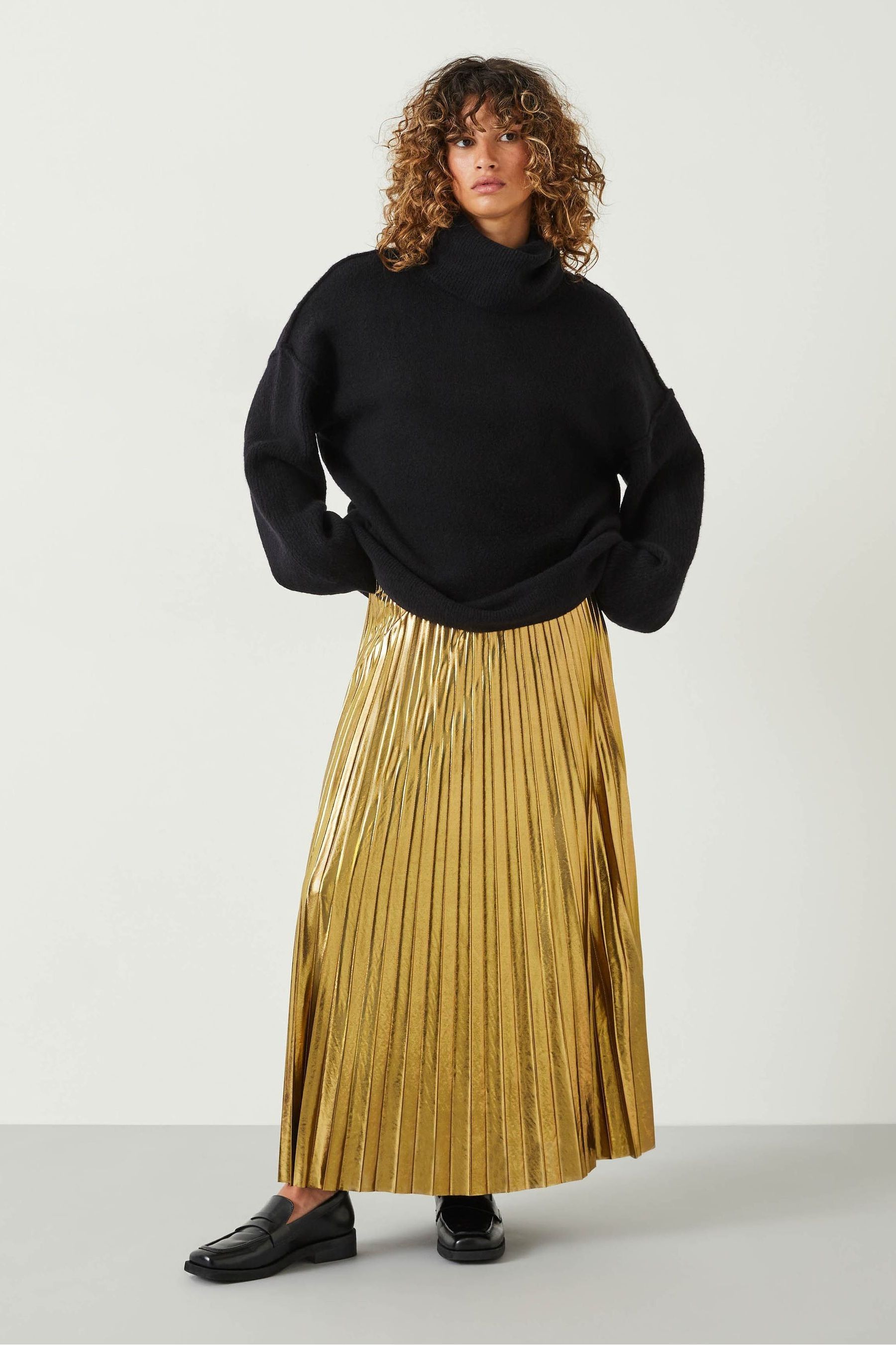 Buy Hush Gold Raven Pleated Maxi Skirt from the Next UK online shop