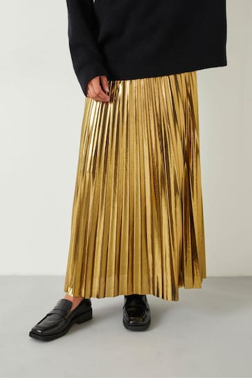 Hush Gold Raven Pleated Maxi Skirt