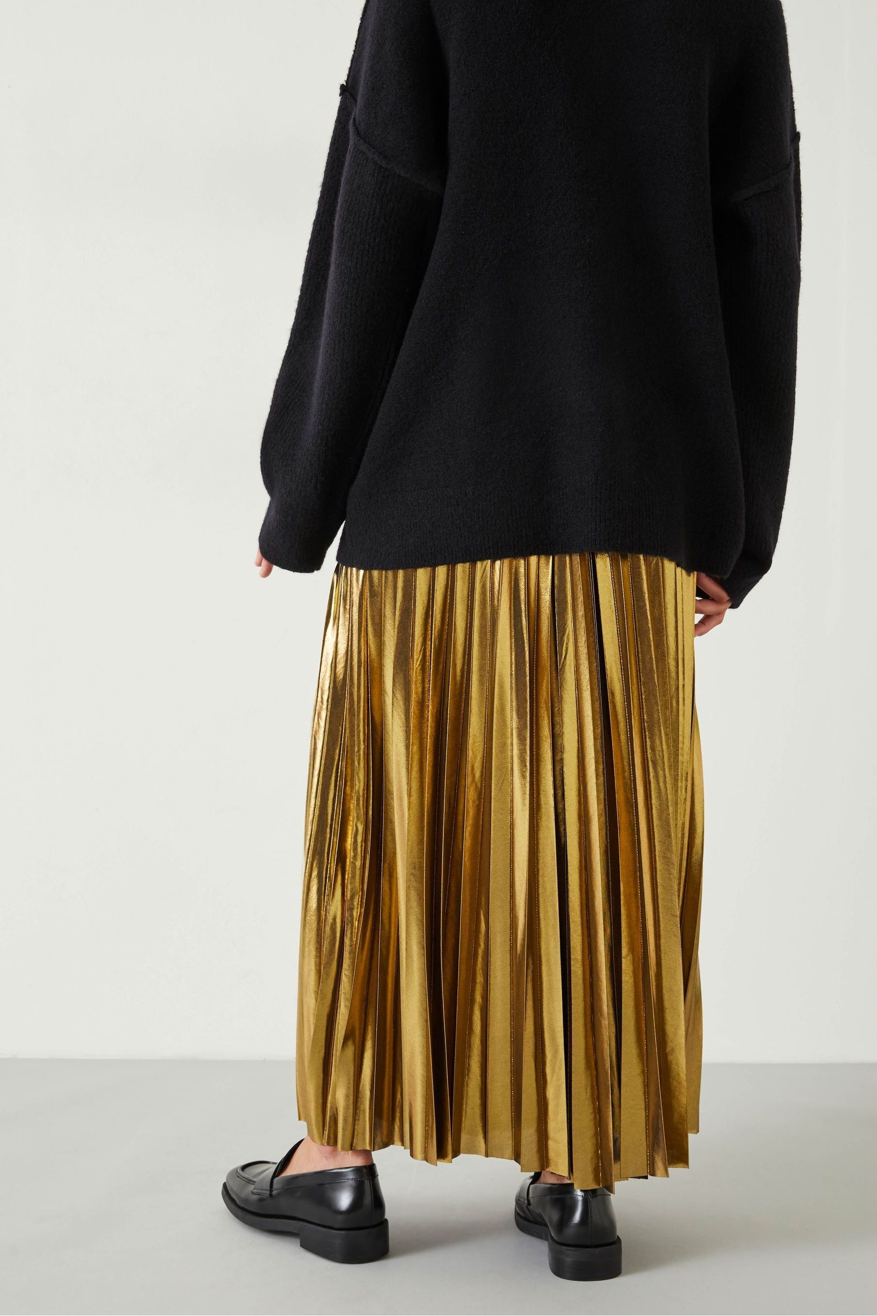 Buy Hush Gold Raven Pleated Maxi Skirt from Next France