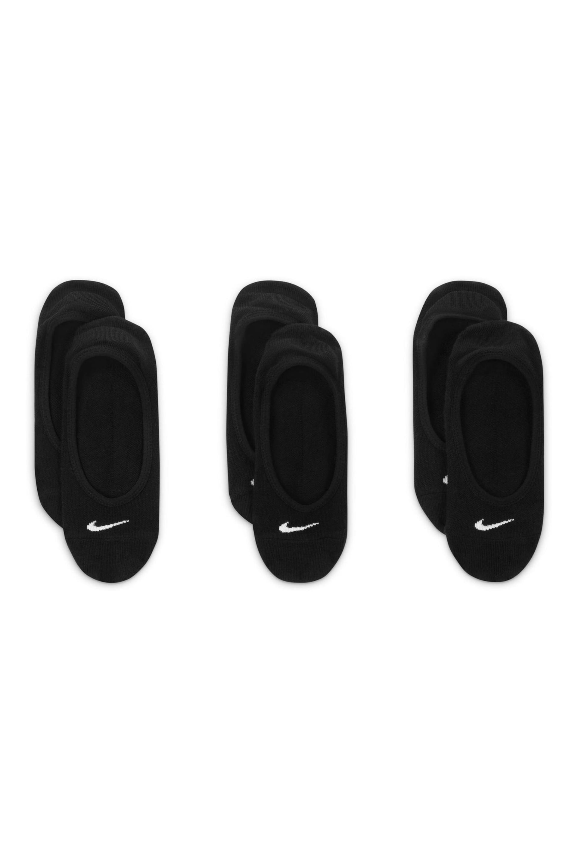 Nike Black Everyday Lightweight Training Footie Socks 3 Pack - Image 2 of 4