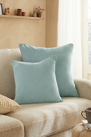 Teal Blue 59 x 59cm Soft velour Cushion - Image 1 of 6