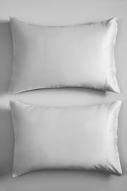 Silver Grey 300 Thread Count Collection Luxe Standard 100% Cotton Pillowcases Set of 2 - Image 4 of 6