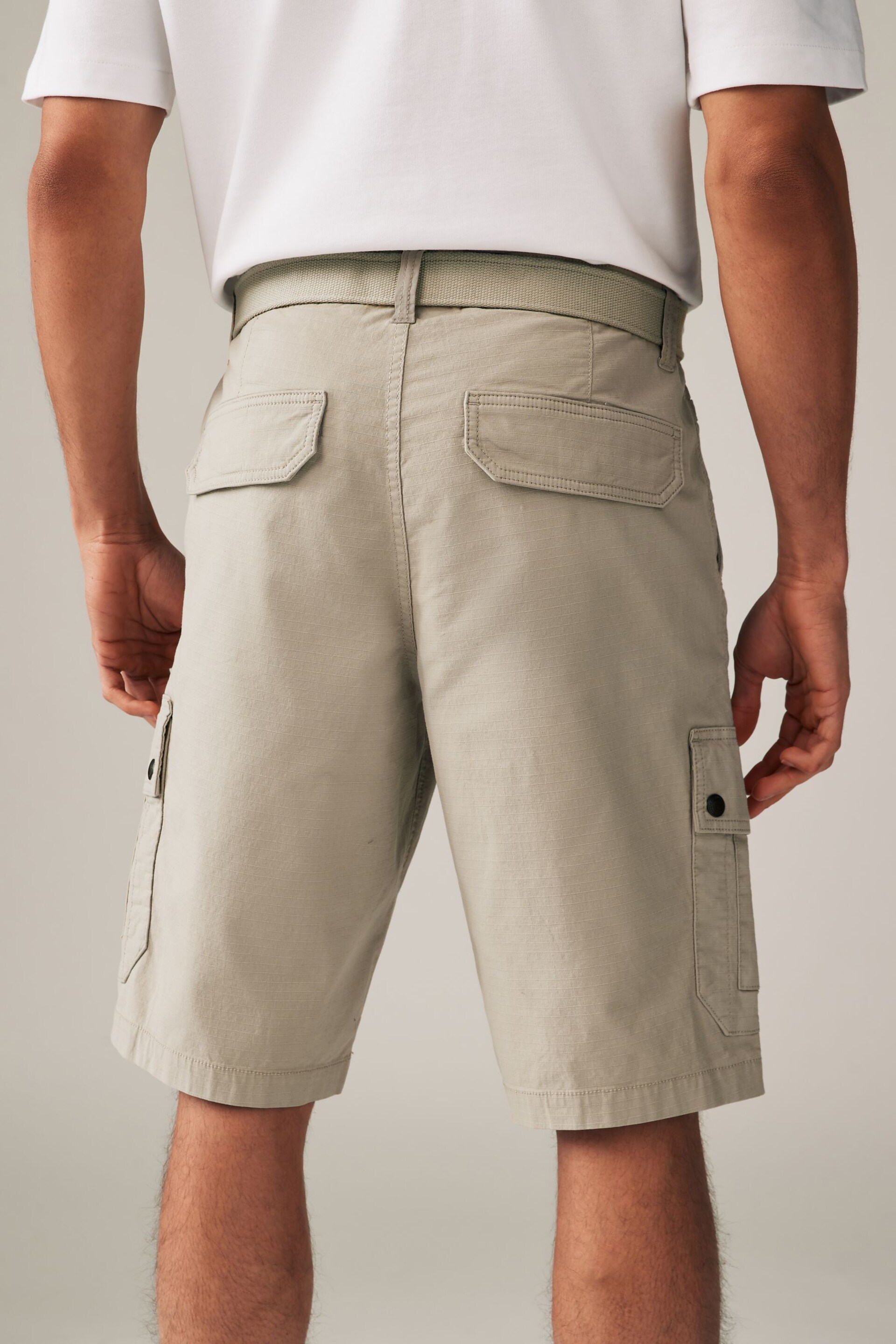 Stone Belted Cargo Shorts - Image 4 of 9