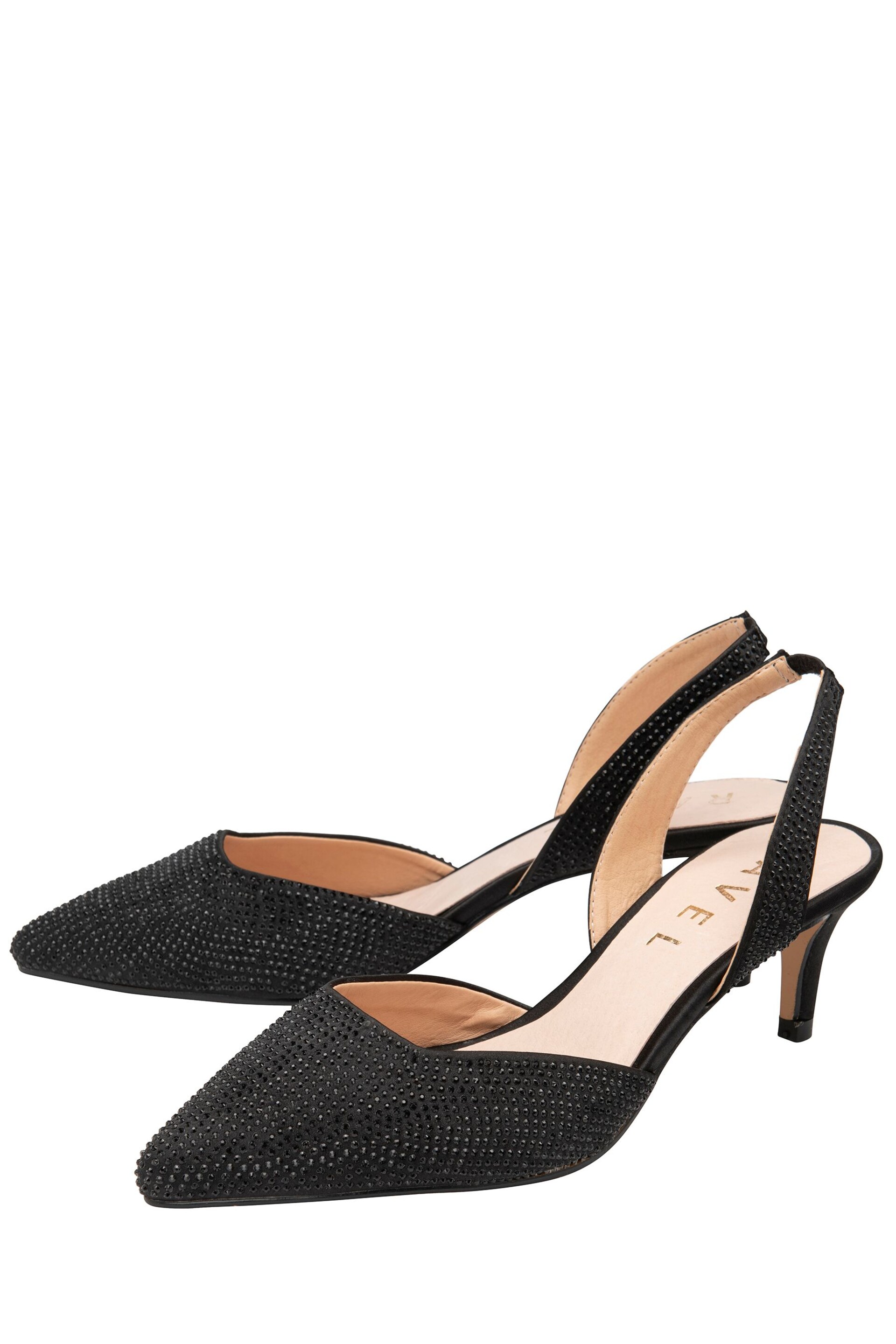 Ravel Black Diamante Sling Back Shoes - Image 2 of 4