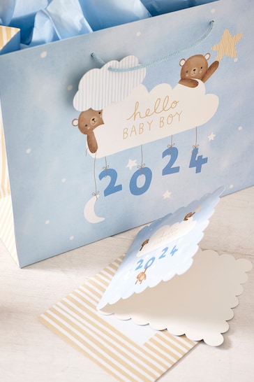 Blue Boy Born in 2024 Gift Bag and Card Set
