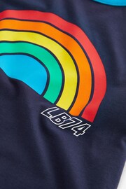 Little Bird by Jools Oliver Navy Rainbow Short Sleeve Raglan Colourful T-Shirt - Image 6 of 7