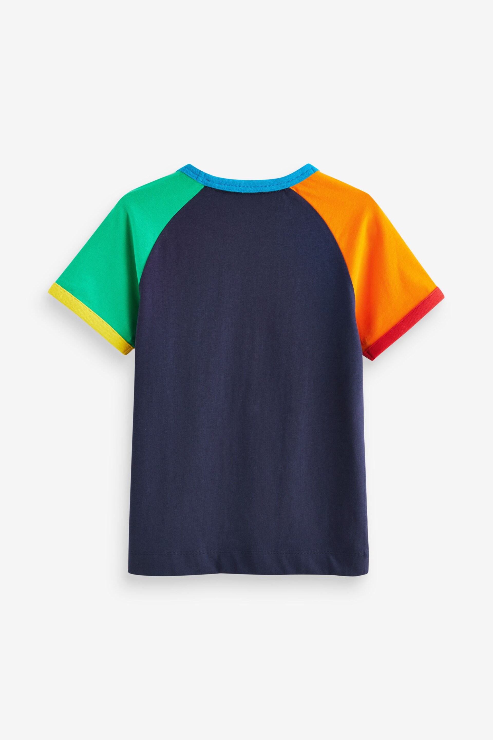 Little Bird by Jools Oliver Navy Rainbow Short Sleeve Raglan Colourful T-Shirt - Image 5 of 7