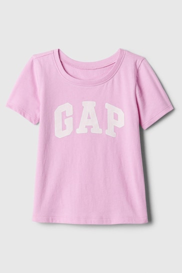 Gap Pink/White Logo Short Sleeve Crew Neck T-Shirt (Newborn-5yrs)