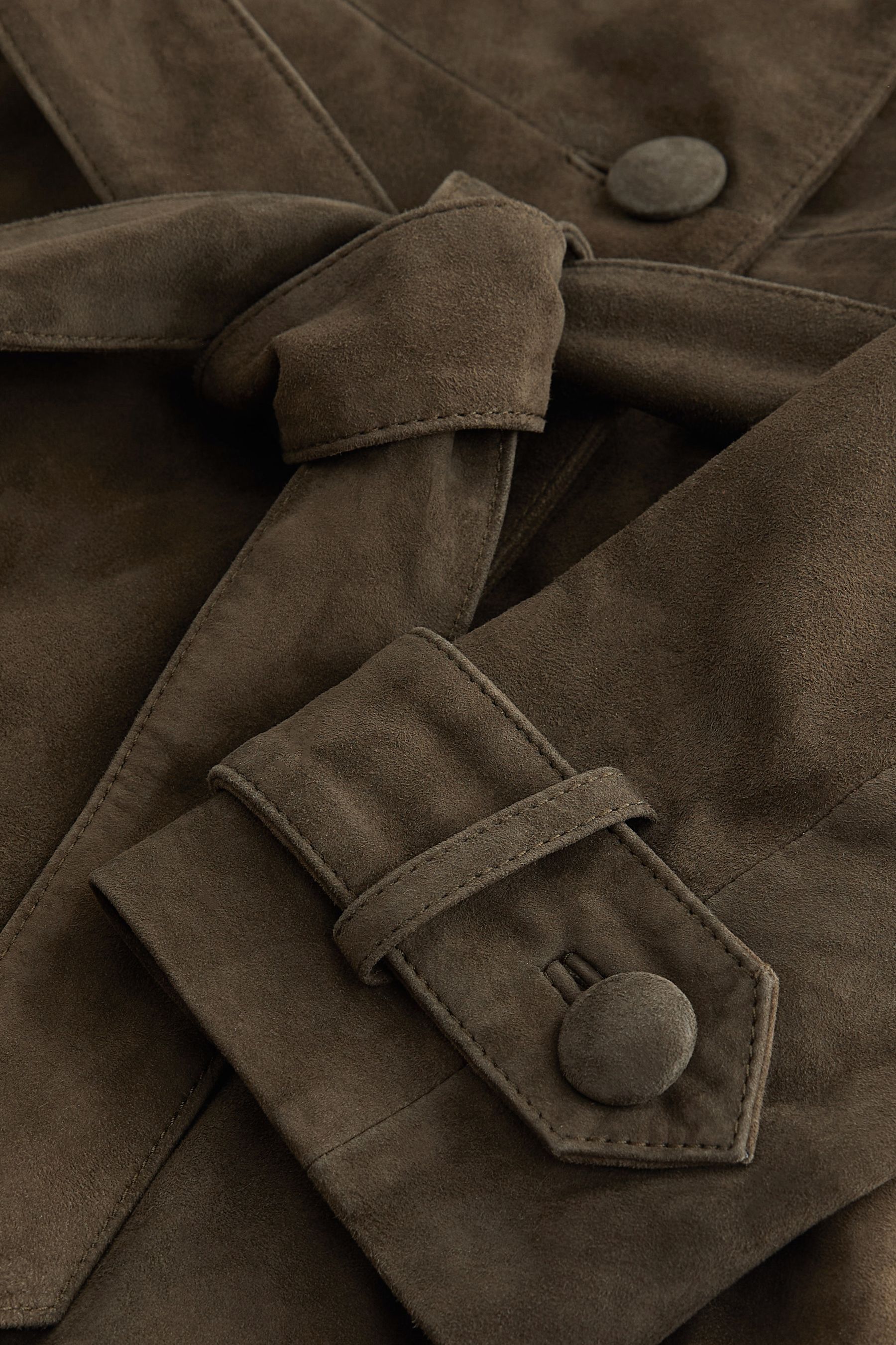Buy Khaki Green Real Suede Trench Coat from Next Luxembourg