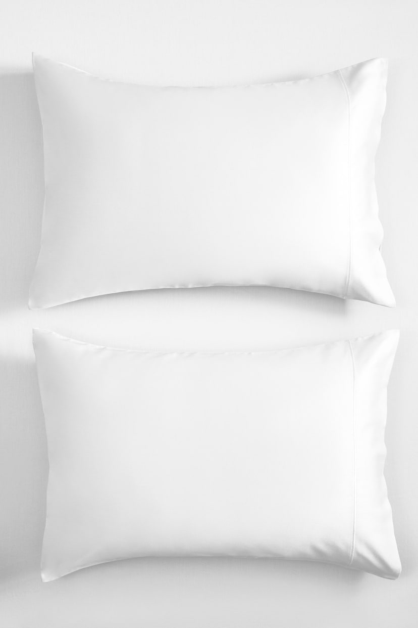 White 300 Thread Count Collection Luxe Standard 100% Cotton Pillowcases Set of 2 - Image 4 of 6