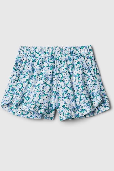 Gap Blue Floral Pull On Ruffle Baby Shorts (3mths-5yrs)