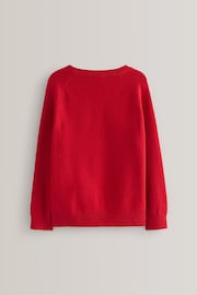Red Knitted V-Neck School Jumper (3-18yrs) - Image 2 of 5