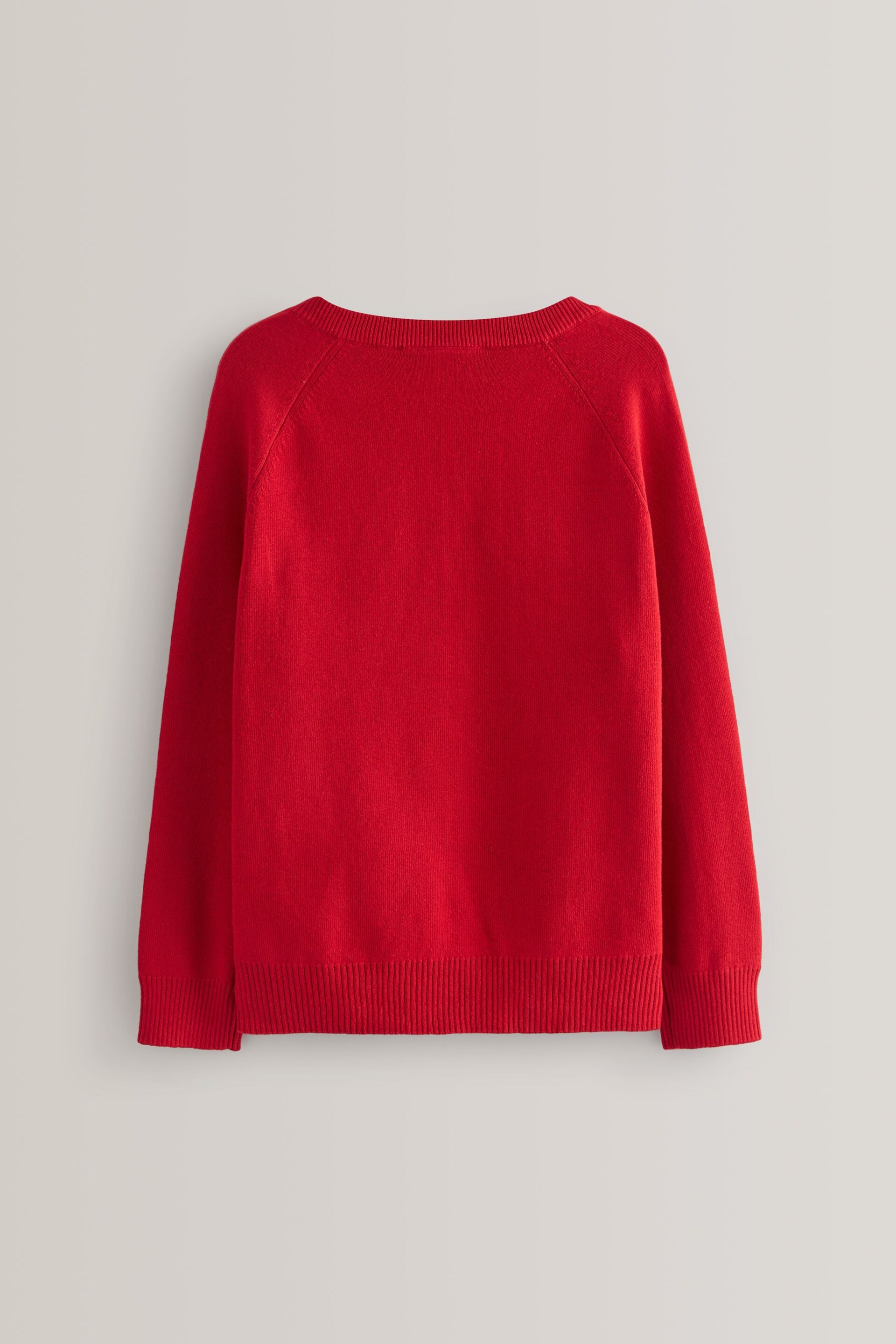 Red Knitted V-Neck School Jumper (3-18yrs) - Image 2 of 2
