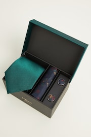 Forest Green Tie, Pocket Square and Cufflinks Gift Box Set - Image 1 of 4