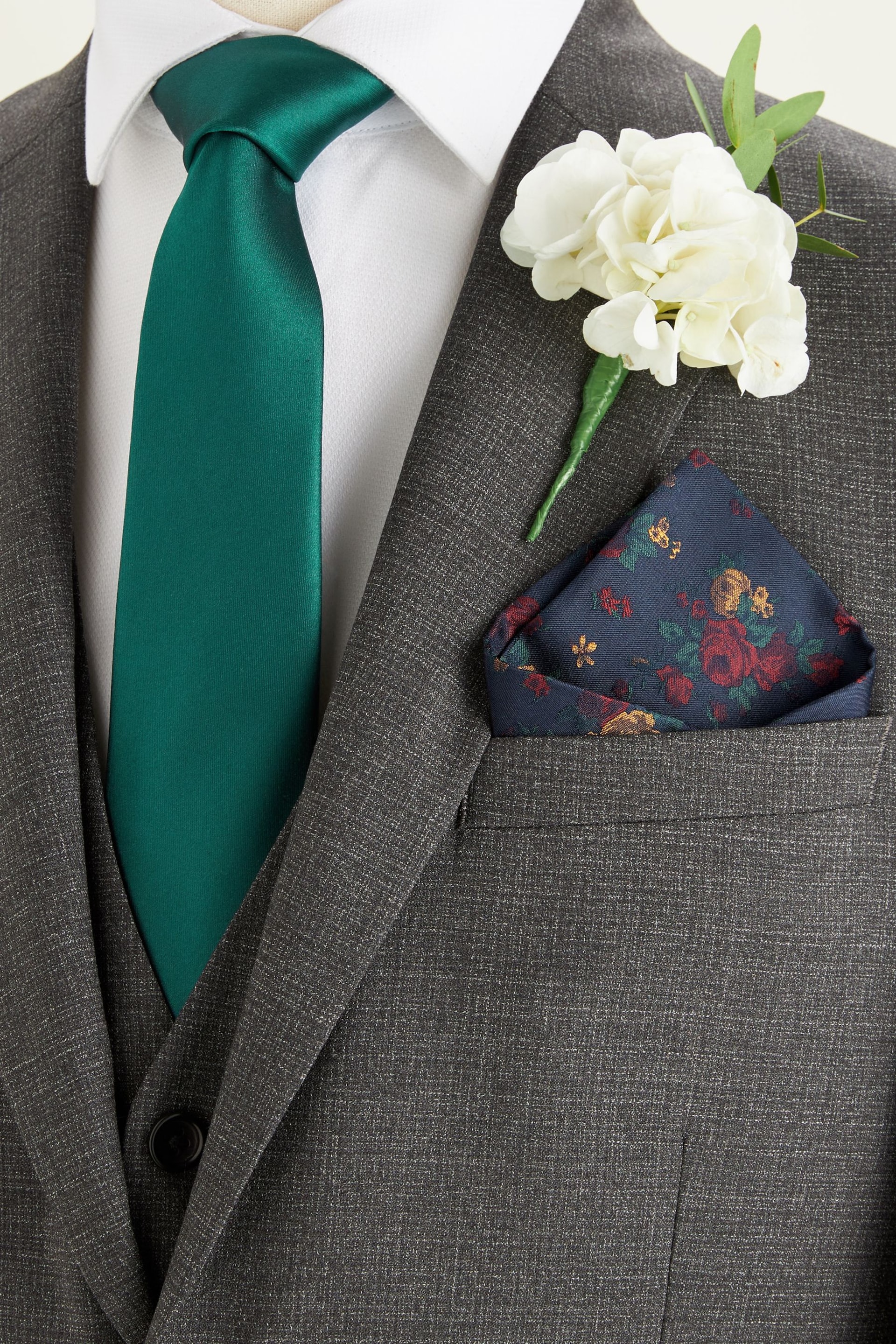 Forest Green Tie, Pocket Square and Cufflinks Gift Box Set - Image 3 of 4