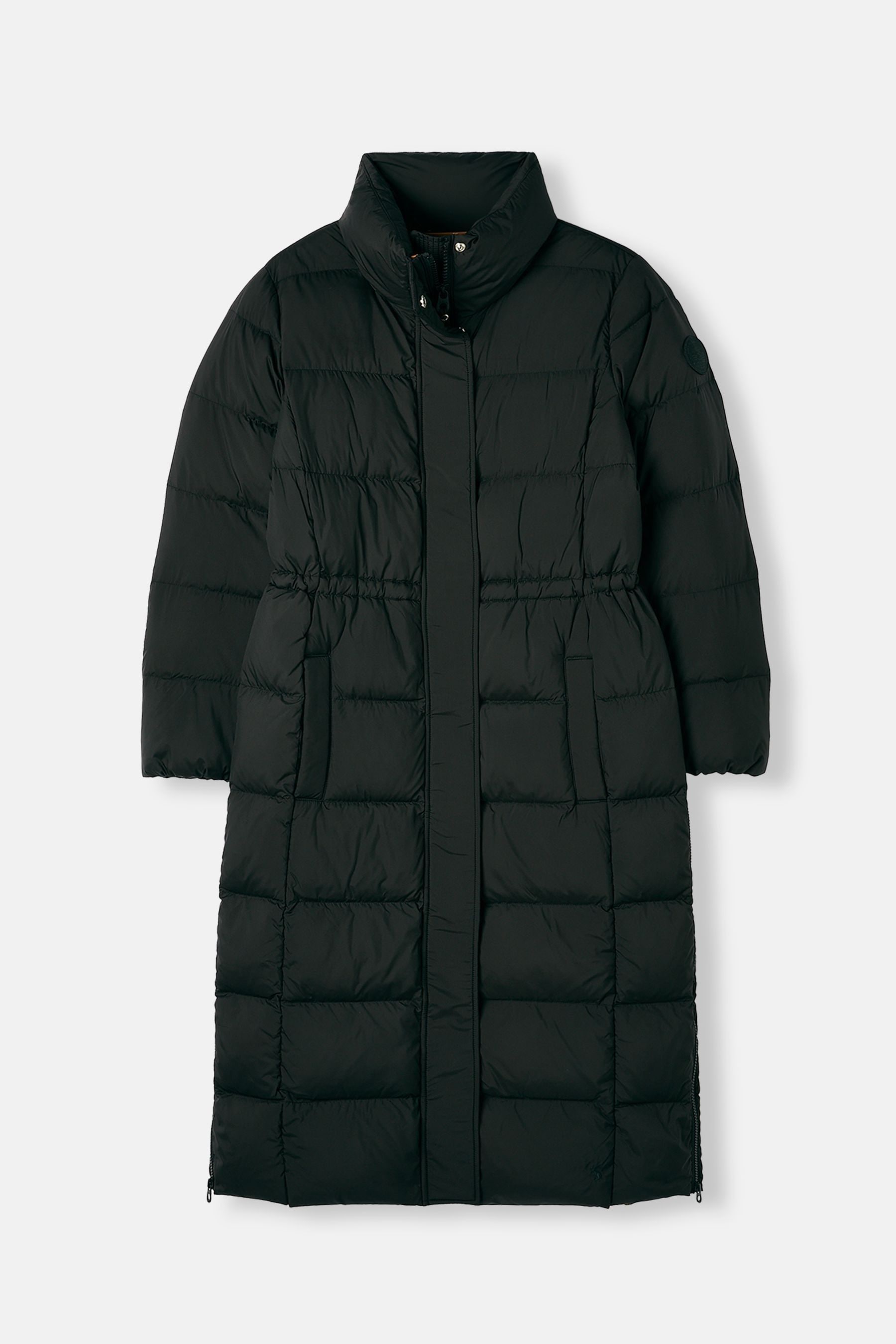 Joules Somerton Black Showerproof Down Feather Long Puffer Coat