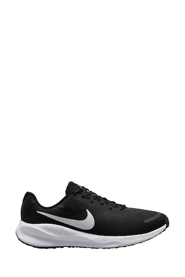 Nike Black/White Regular Fit Revolution 7 Extra Wide Road Running Trainers