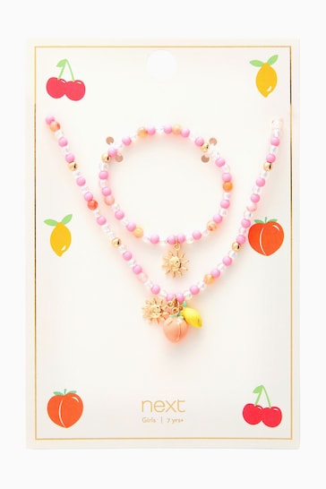 Pink Fruit and Sun Jewellery Set