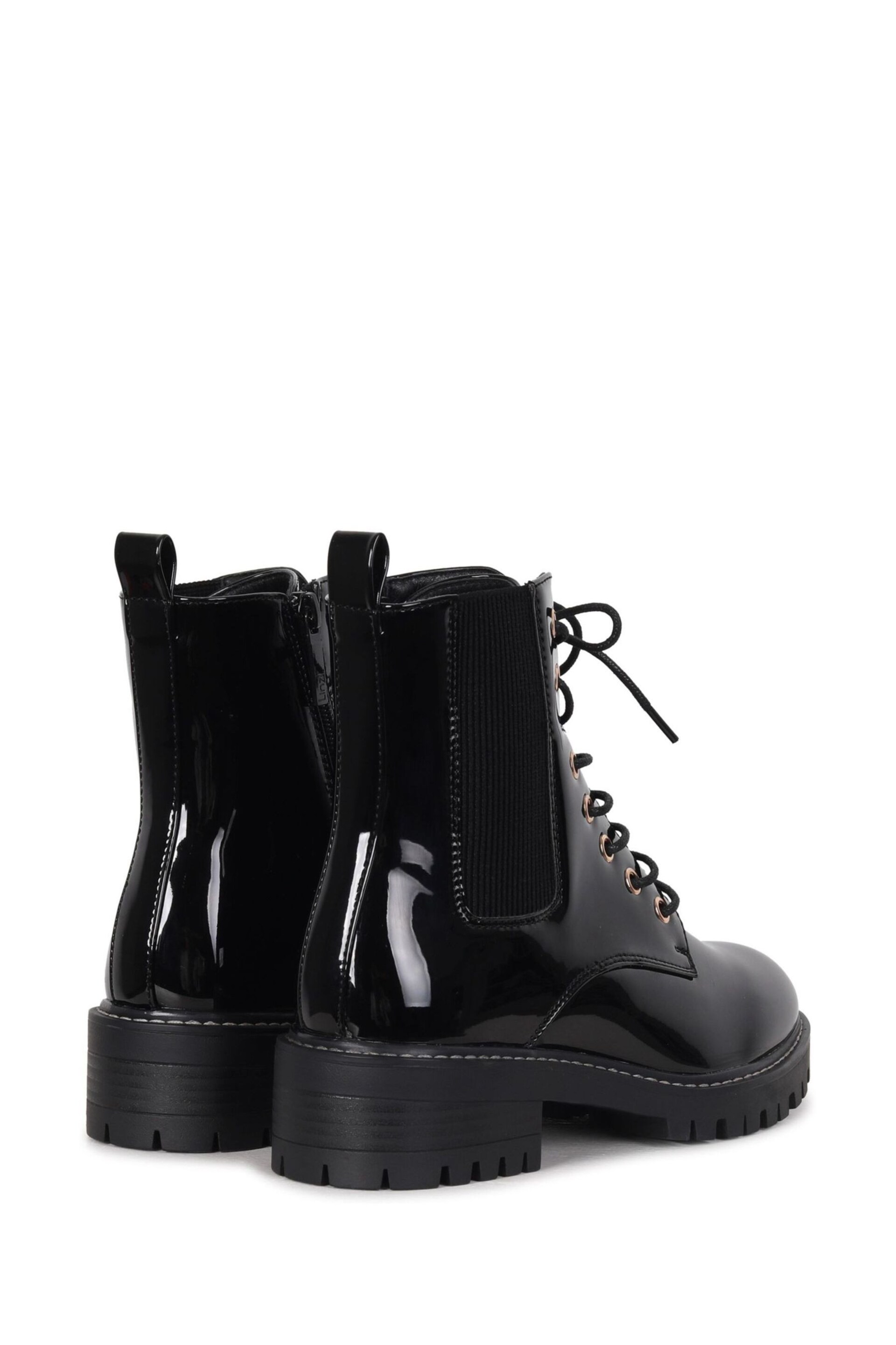 Linzi Black Layna Lace Up Ankle Boots With Zip Detail - Image 5 of 5