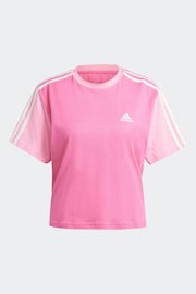 adidas Pink 100% Cotton Sportswear Essentials 3-Stripes Single Jersey Crop T-Shirt - Image 6 of 6