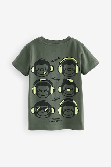 Khaki Green Back Print Short Sleeve T-Shirt (3mths-7yrs)