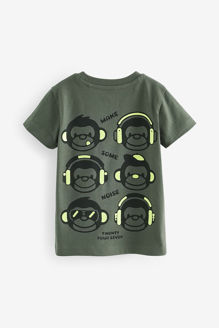 Khaki Green Back Print 100% Cotton Short Sleeve T-Shirt (3mths-7yrs) - Image 2 of 3