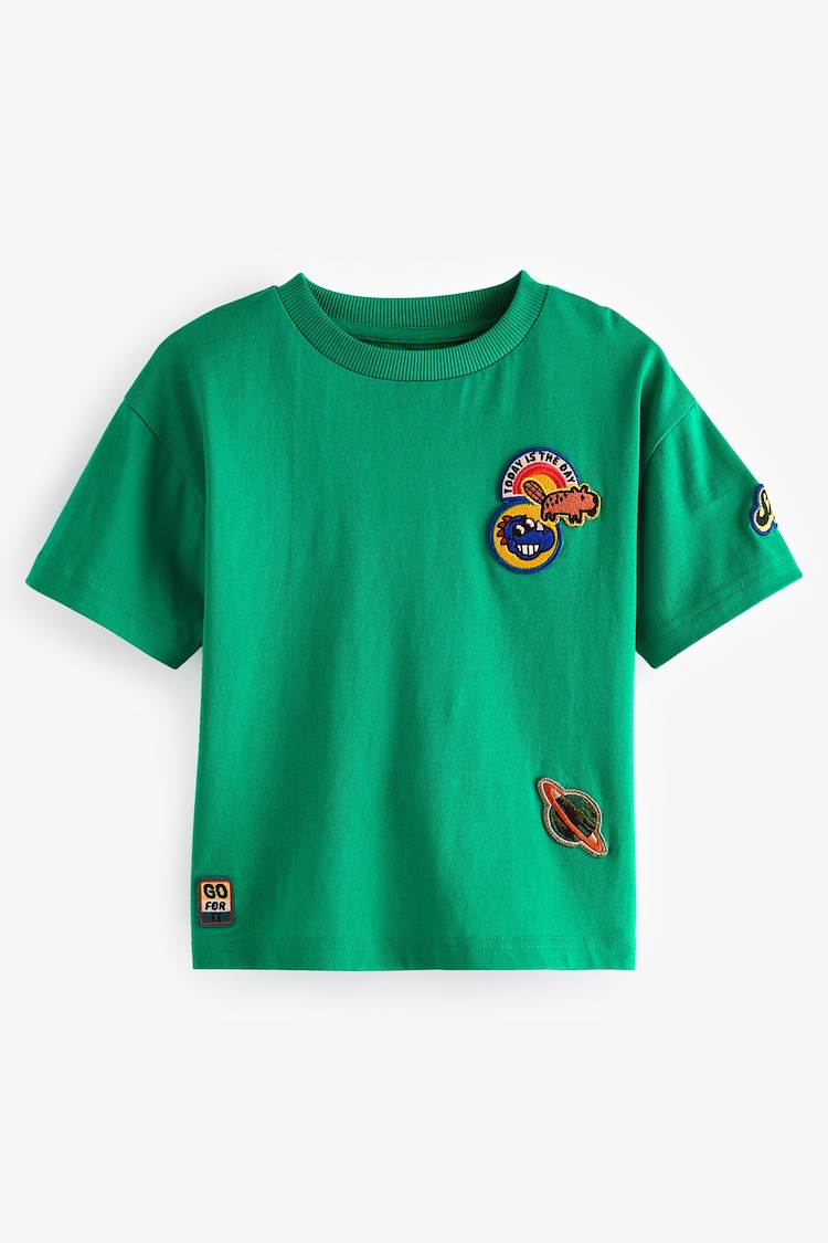 Green Badges 100% Cotton Short Sleeve Varsity T-Shirt (3mths-7yrs) - Image 1 of 3