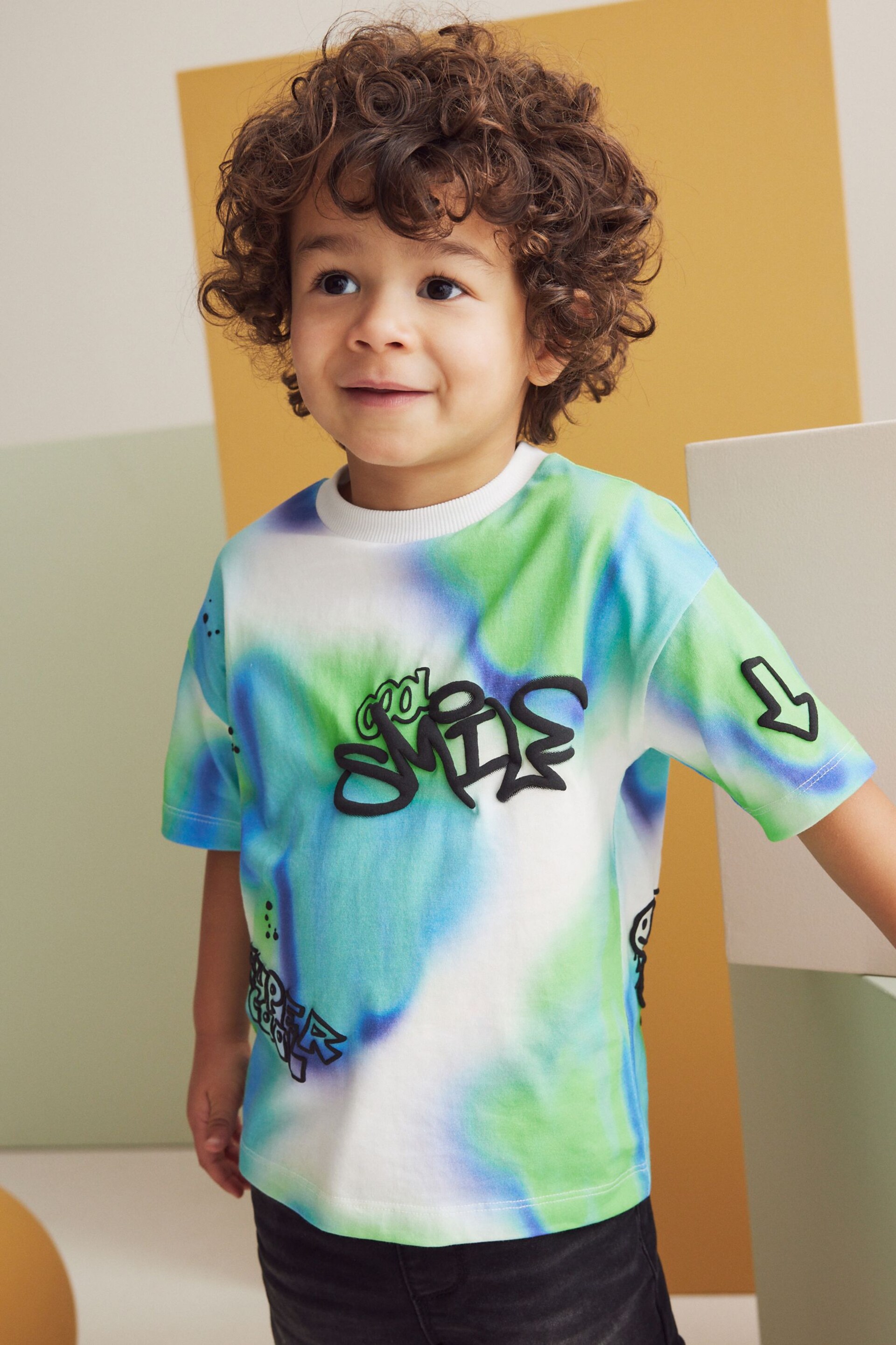 Blue/Green Short Sleeve Graffic T-Shirt (3mths-7yrs) - Image 1 of 7