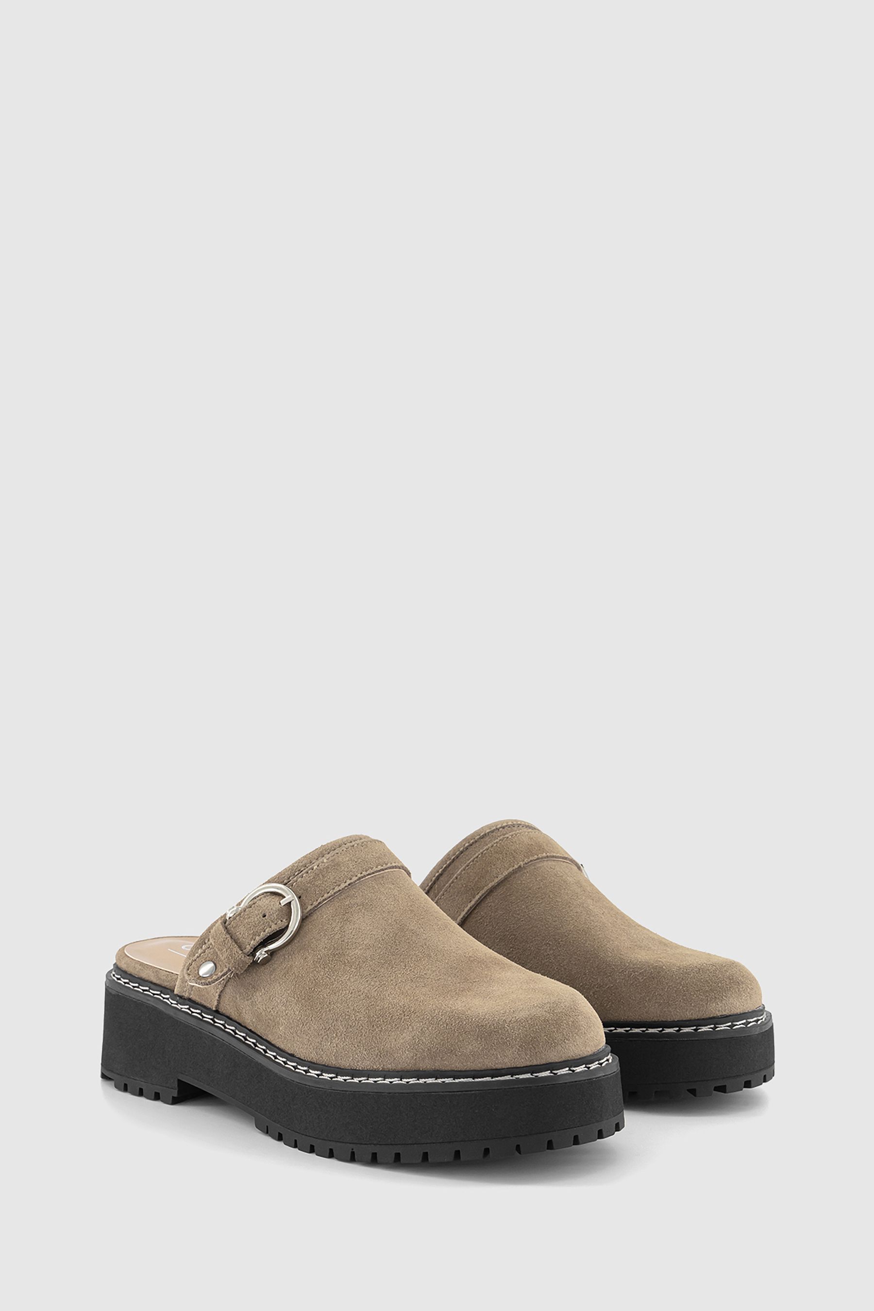 Buy Office Natural Fawne Buckle Chunky Open Back Clogs from Next Luxembourg