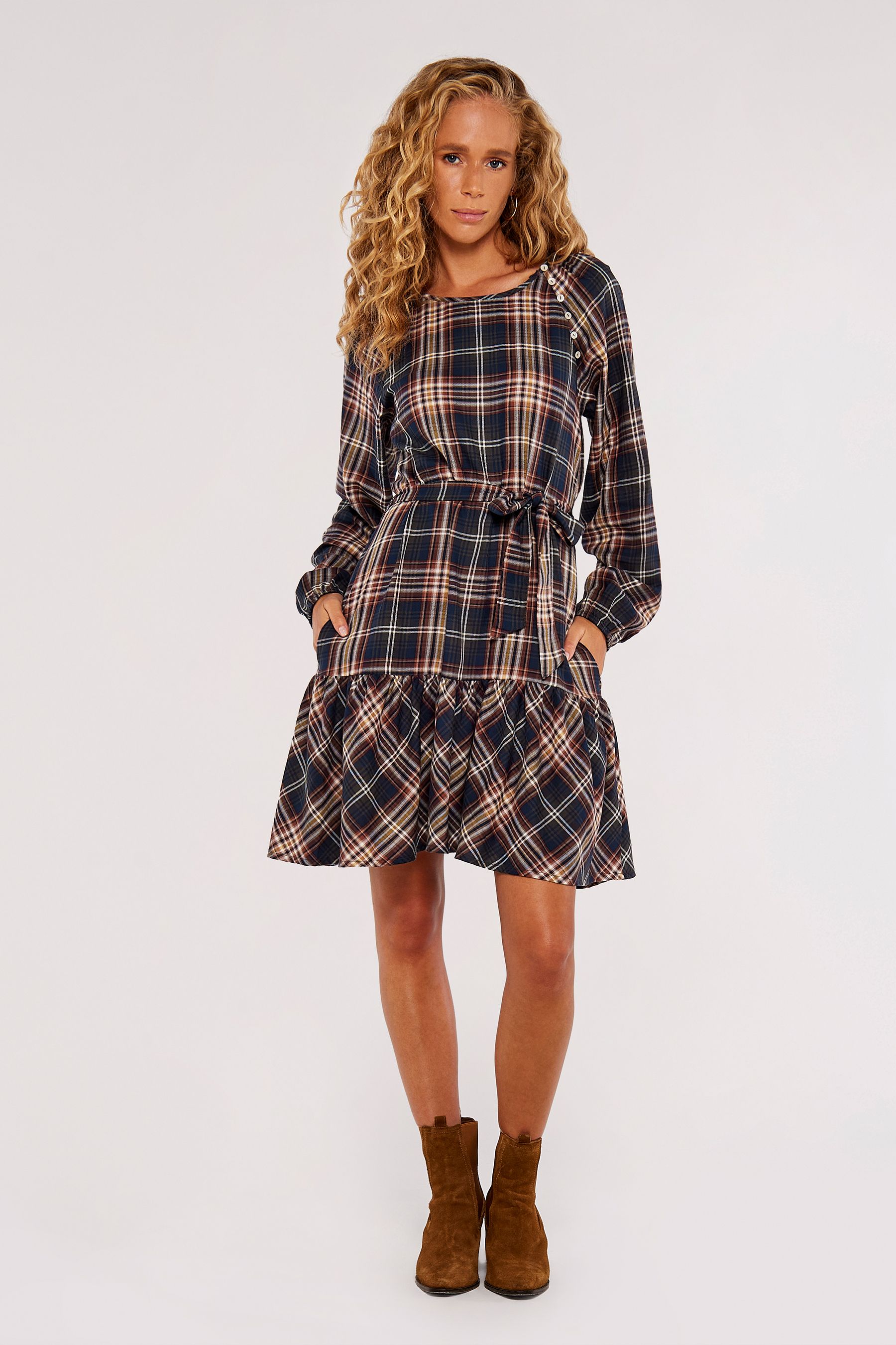 Long sleeve online checkered dress