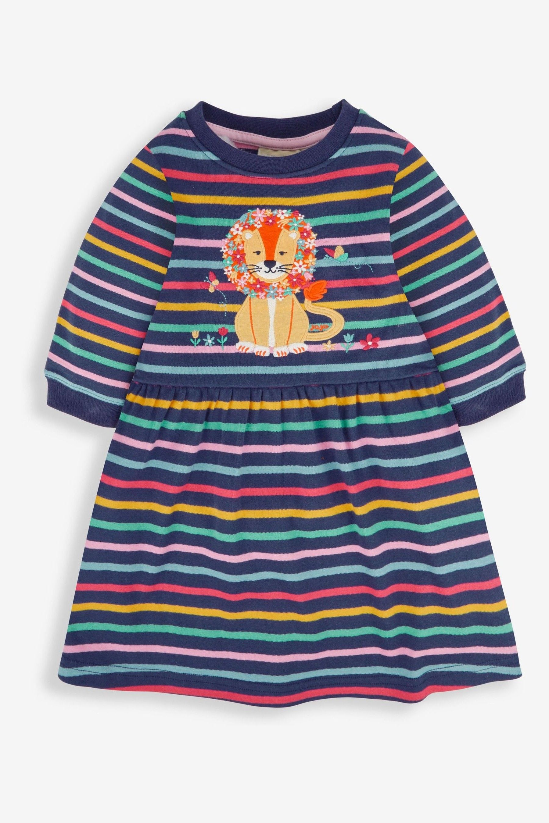 Buy JoJo Maman Bebe Navy Lion Applique Stripe Dress from Next Luxembourg