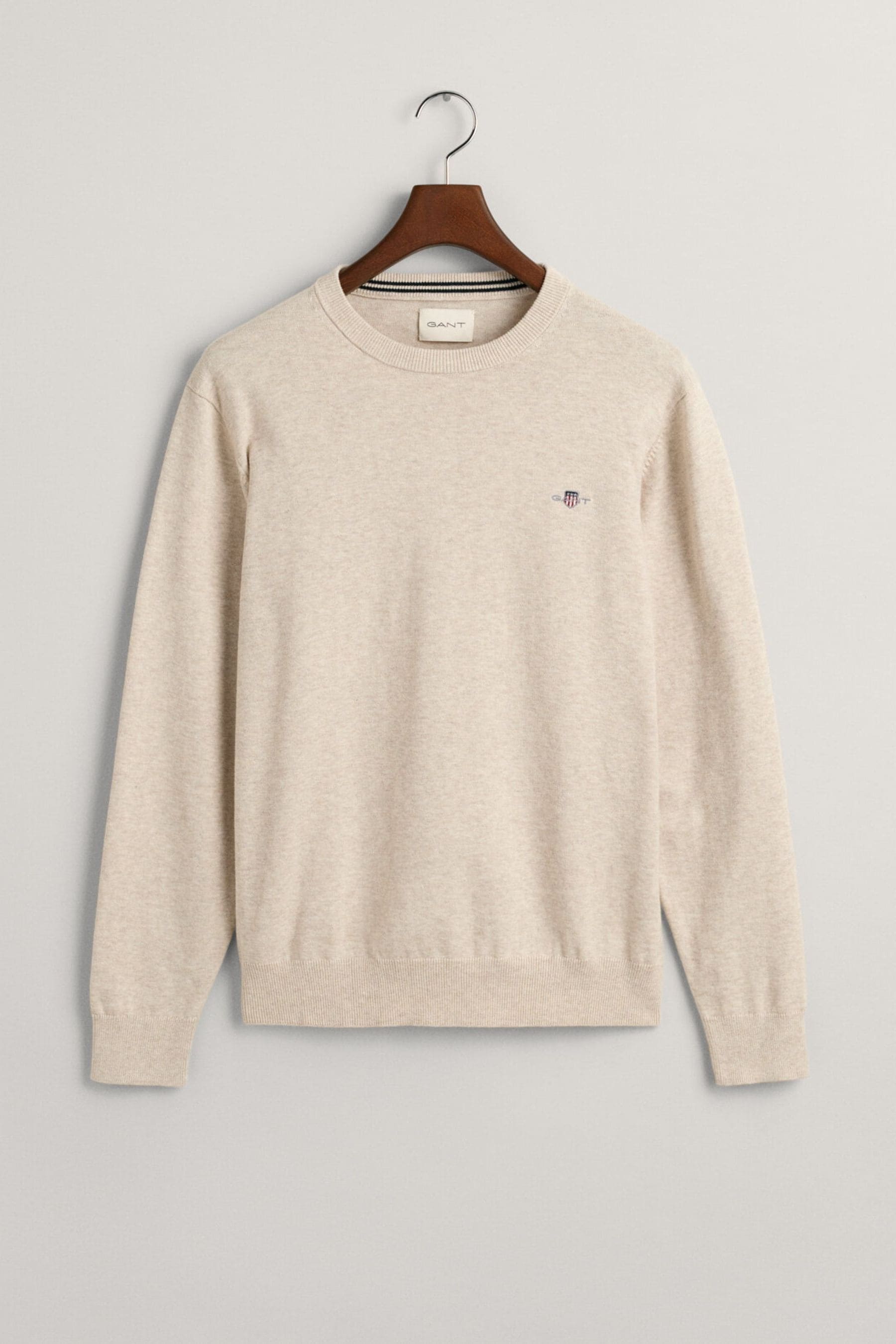 GANT Cream Classic 100 Cotton Crew Neck Jumper