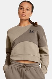 Under Armour Beige Essential Fleece Crop Crew Sweatshirt - Image 1 of 4