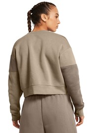 Under Armour Beige Essential Fleece Crop Crew Sweatshirt - Image 2 of 4