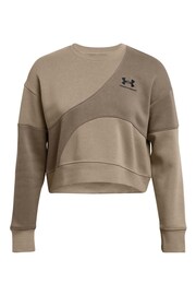 Under Armour Beige Essential Fleece Crop Crew Sweatshirt - Image 3 of 4