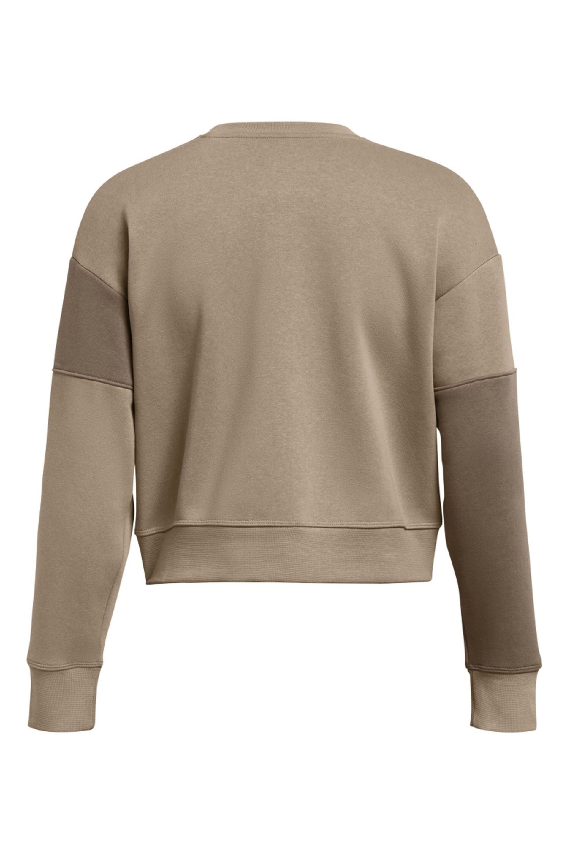 Under Armour Beige Essential Fleece Crop Crew Sweatshirt - Image 4 of 4